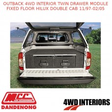 OUTBACK 4WD INTERIOR TWIN DRAWER MODULE FIXED FLOOR HILUX DOUBLE CAB 11/97-02/05